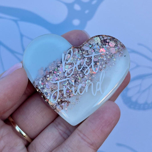Best Friend Resin Glitter Heart MAGNET | Fridge Magnet | Best Friend Personalised Gift | Gifts for Bestie | Thank you Gift | Birthday Gift