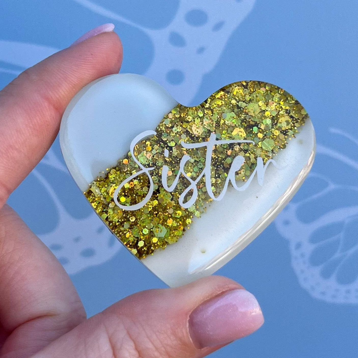 Sister Resin Glitter Heart MAGNET | Fridge Magnet | Sister Gift | Personalised Gift | Gifts for Sister | Thank you Gift | Birthday Gift