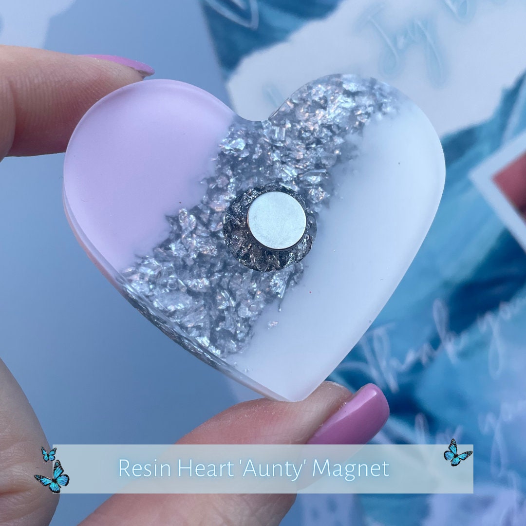 Aunty Resin Glitter Heart MAGNET | Fridge Magnet | Aunty Gift | Personalised Gift | Gifts for Aunty | Thank you Gift | Birthday Gift