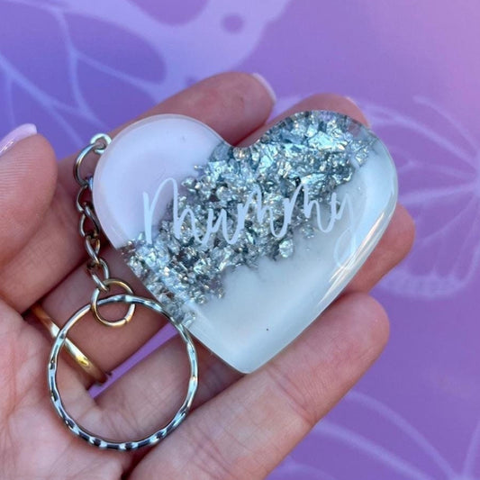 Mummy Resin Leaf Heart KEYRING, Mummy Gift, Mum keyring, Mothers Day Gift, Birthday Gift, Christmas Gift, Gift for Mummy, New Mummy Gift