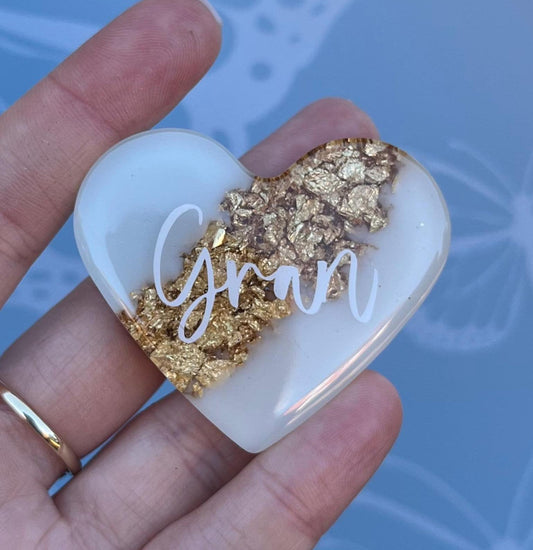 Gran Resin Leaf Heart MAGNET | Fridge Magnet | Gran Gift | Personalised Gift | Gifts for Gran | Thank you Gift | Birthday Gift