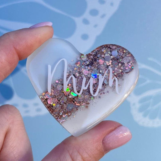 Mum Resin Glitter Heart MAGNET | Fridge Magnet | Mum Gift | Personalised Gift | Gifts for Mum | Thank you Gift | Birthday Gift | Mothers Day