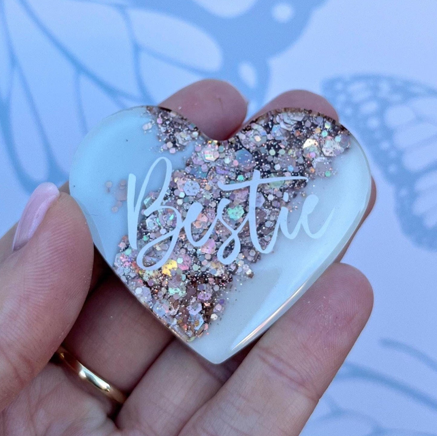 Bestie Resin Glitter Heart MAGNET | Fridge Magnet | Bestie Gift | Personalised Gift | Gifts for Bestie | Thank you Gift | Birthday Gift