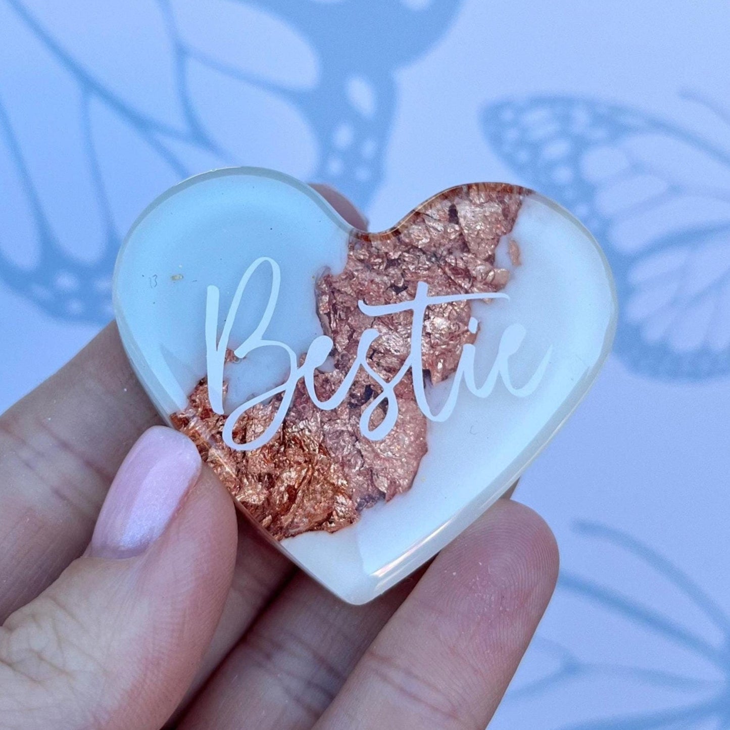 Bestie Resin Leaf Heart MAGNET | Fridge Magnet | Bestie Gift | Personalised Gift | Gifts for Bestie | Thank you Gift | Birthday Gift