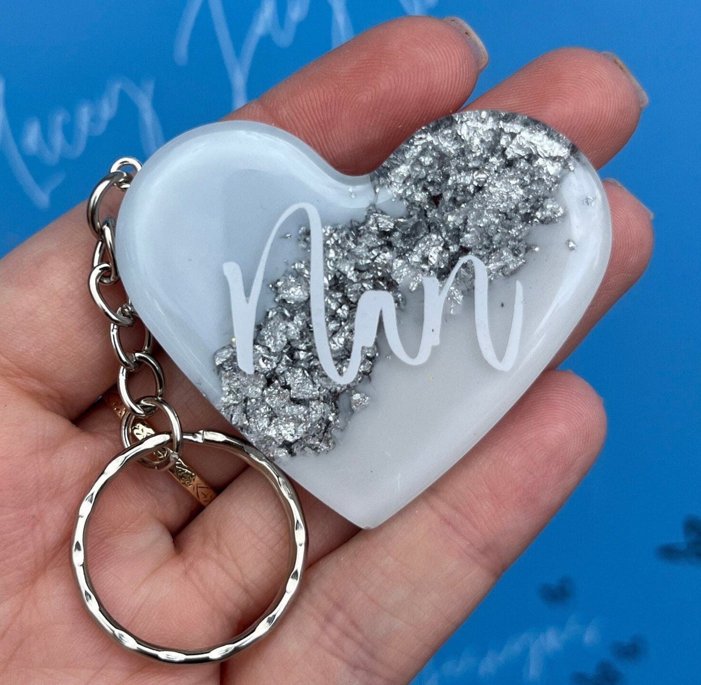 Nan Resin Leaf Heart KEYRING, Nan Gift, Nanny Gift, Nan keyring, Birthday Gift For Her, Teacher Gift, Keyring For Women, Custom Keychain