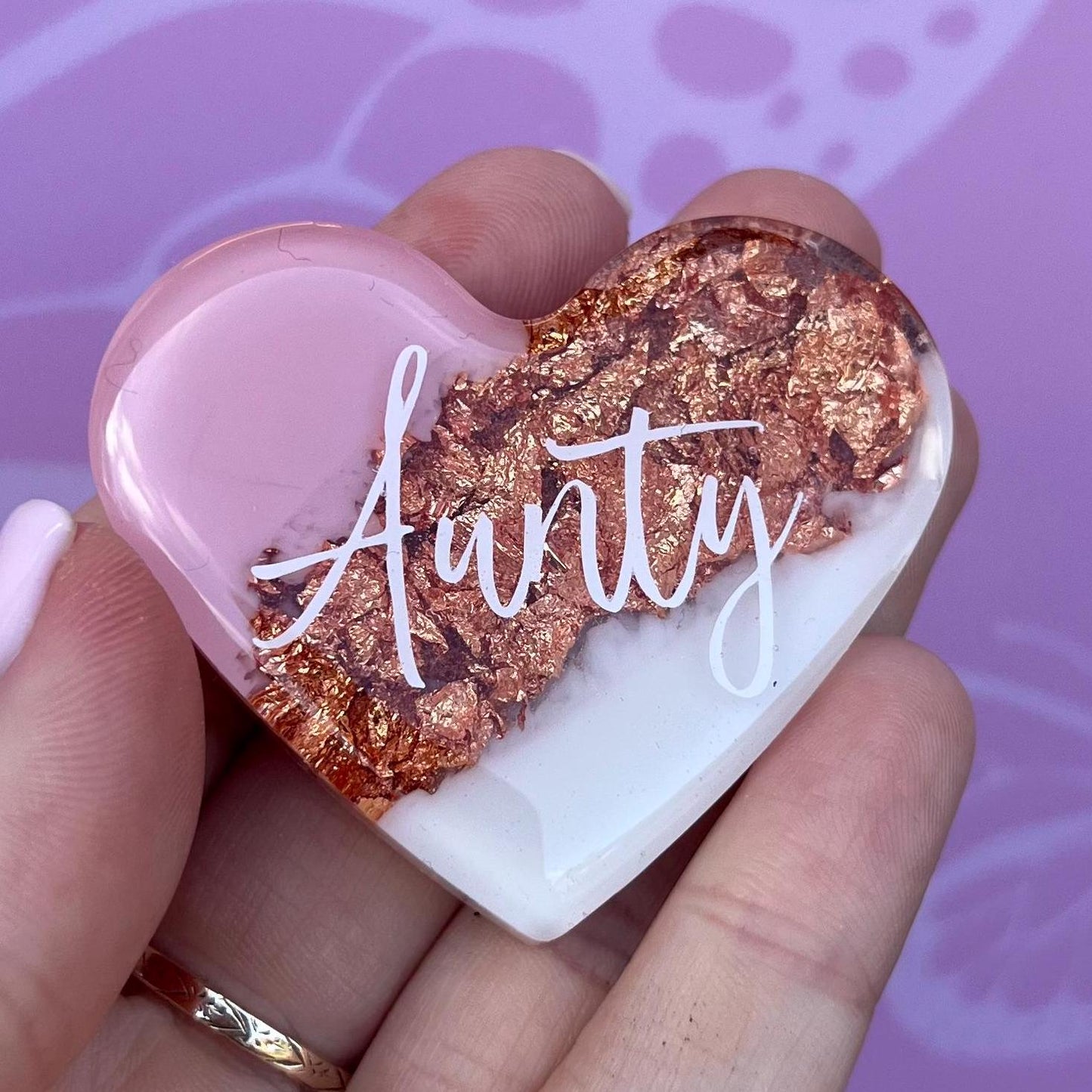 Aunty Resin leaf Heart MAGNET | Fridge Magnet | Aunty Gift | Personalised Gift | Gifts for Aunty | Thank you Gift | Birthday Gift