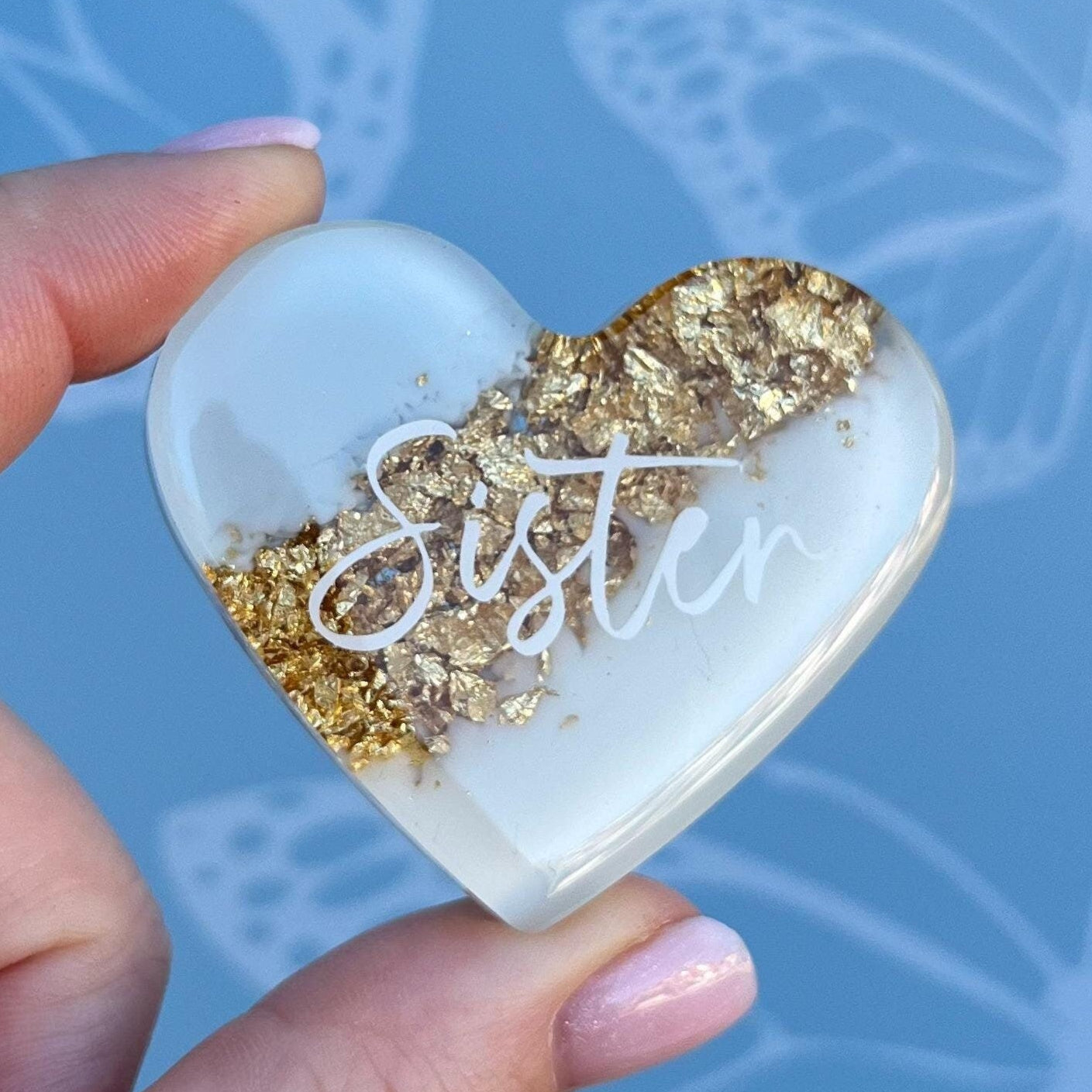 Sister Resin Leaf Heart MAGNET | Fridge Magnet | Sister Gift | Personalised Gift | Gifts for Sister | Thank you Gift | Birthday Gift