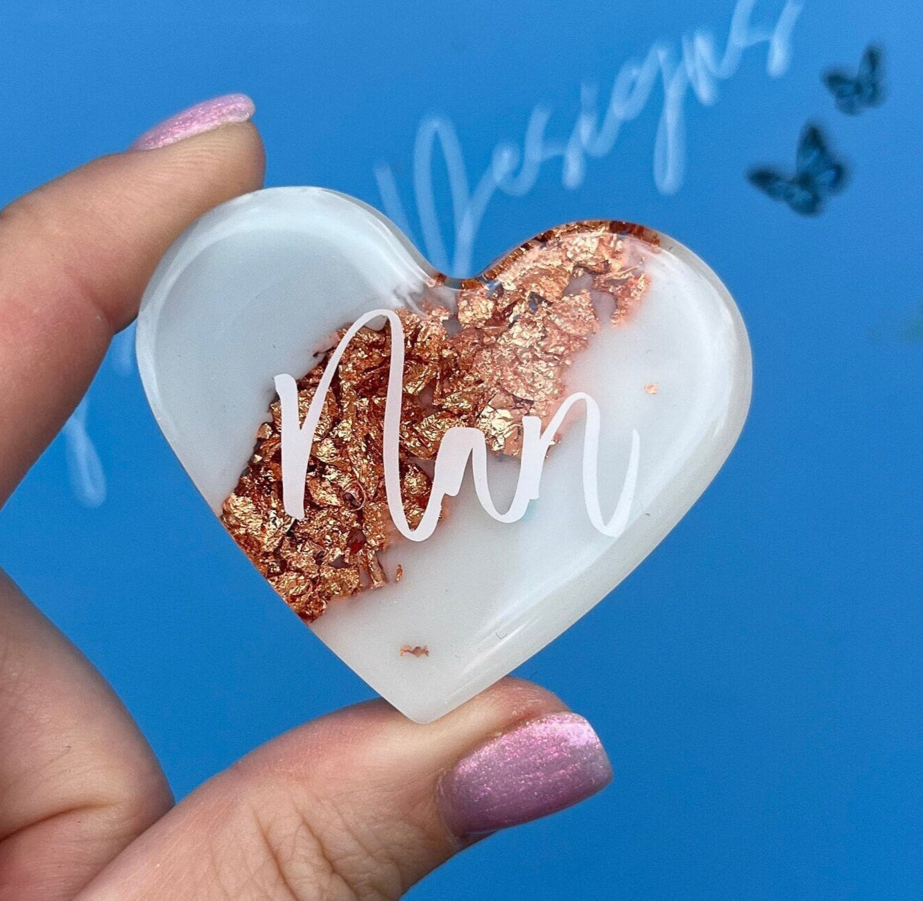 Nan Resin leaf Heart MAGNET | Fridge Magnet | Nan Gift | Personalised Gift | Gifts for Nan | Thank you Gift | Birthday Gift