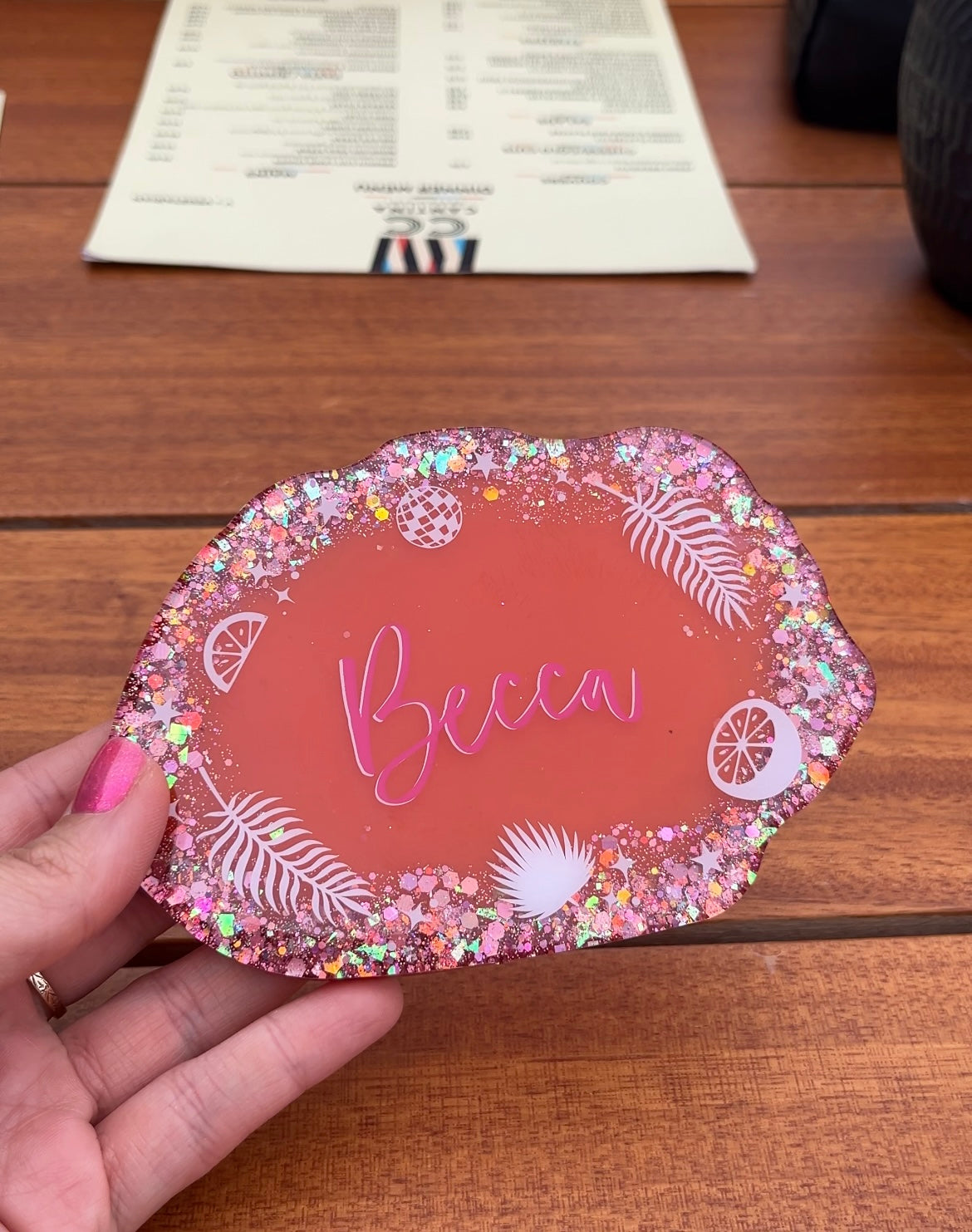 Tropical themed Hen party personalised Coaster | Favours & keepsake | Choice of colours | Bachelorette party gift | Bridesmaid present