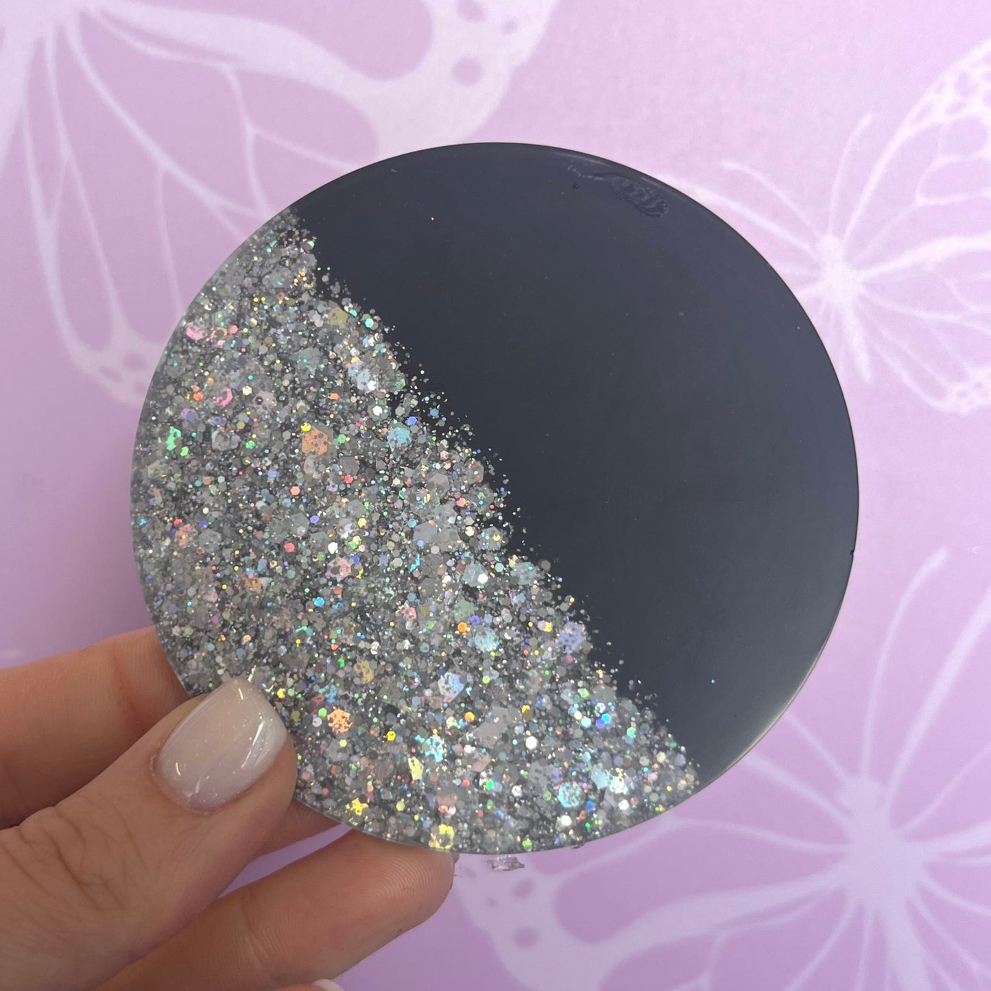 Black & Silver Half & Half Hanging Circles