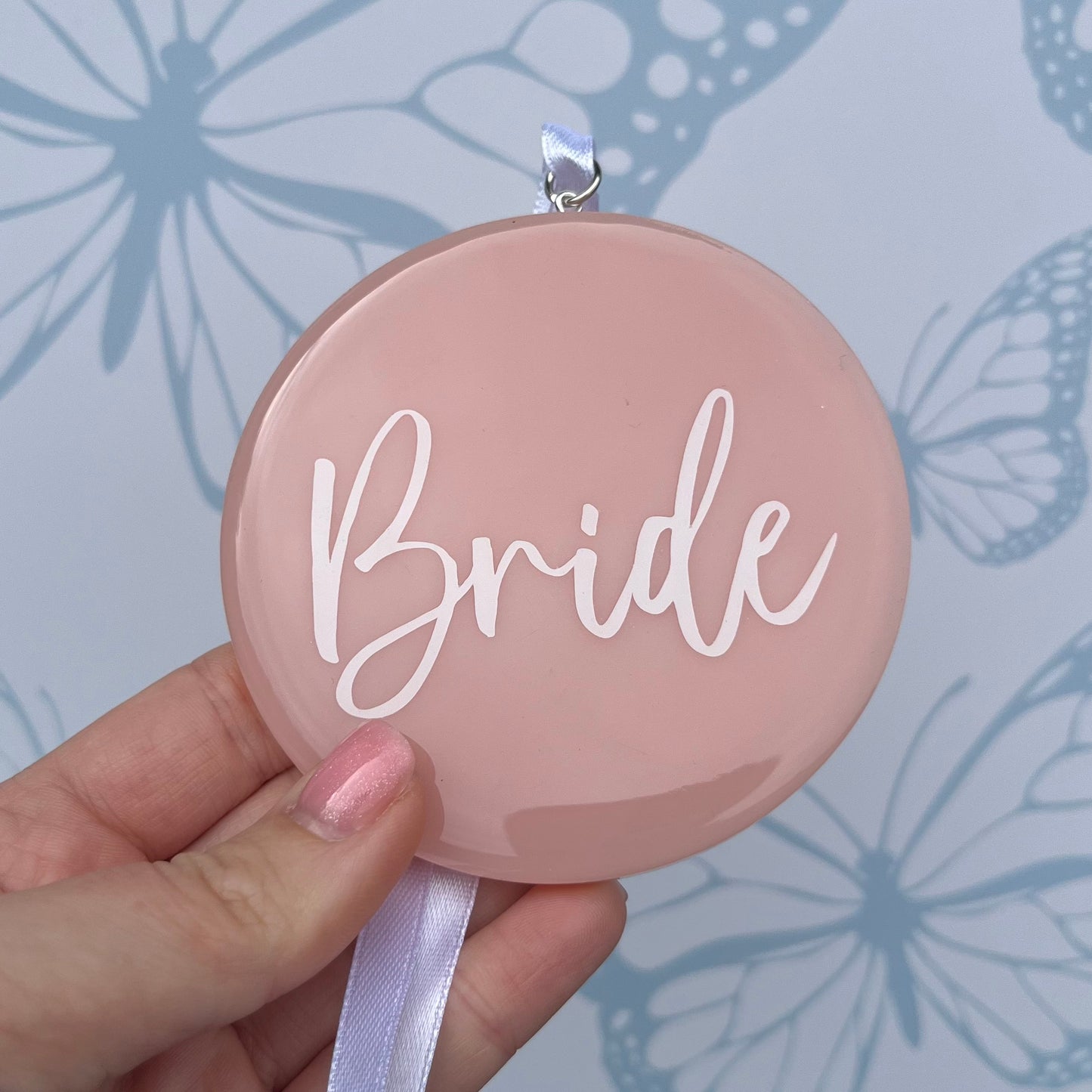 Bridal Pink Hanging Circle | Choose your own text or Wedding options | Hanger Decoration or Wall Decor | Gift for Bride, Maid of Honour, Bridesmaid & more | Bridal Favours