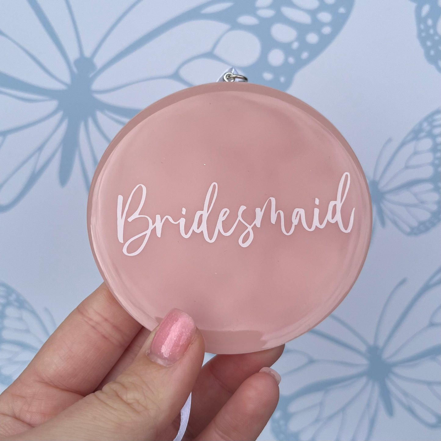 Bridal Pink Hanging Circle | Choose your own text or Wedding options | Hanger Decoration or Wall Decor | Gift for Bride, Maid of Honour, Bridesmaid & more | Bridal Favours