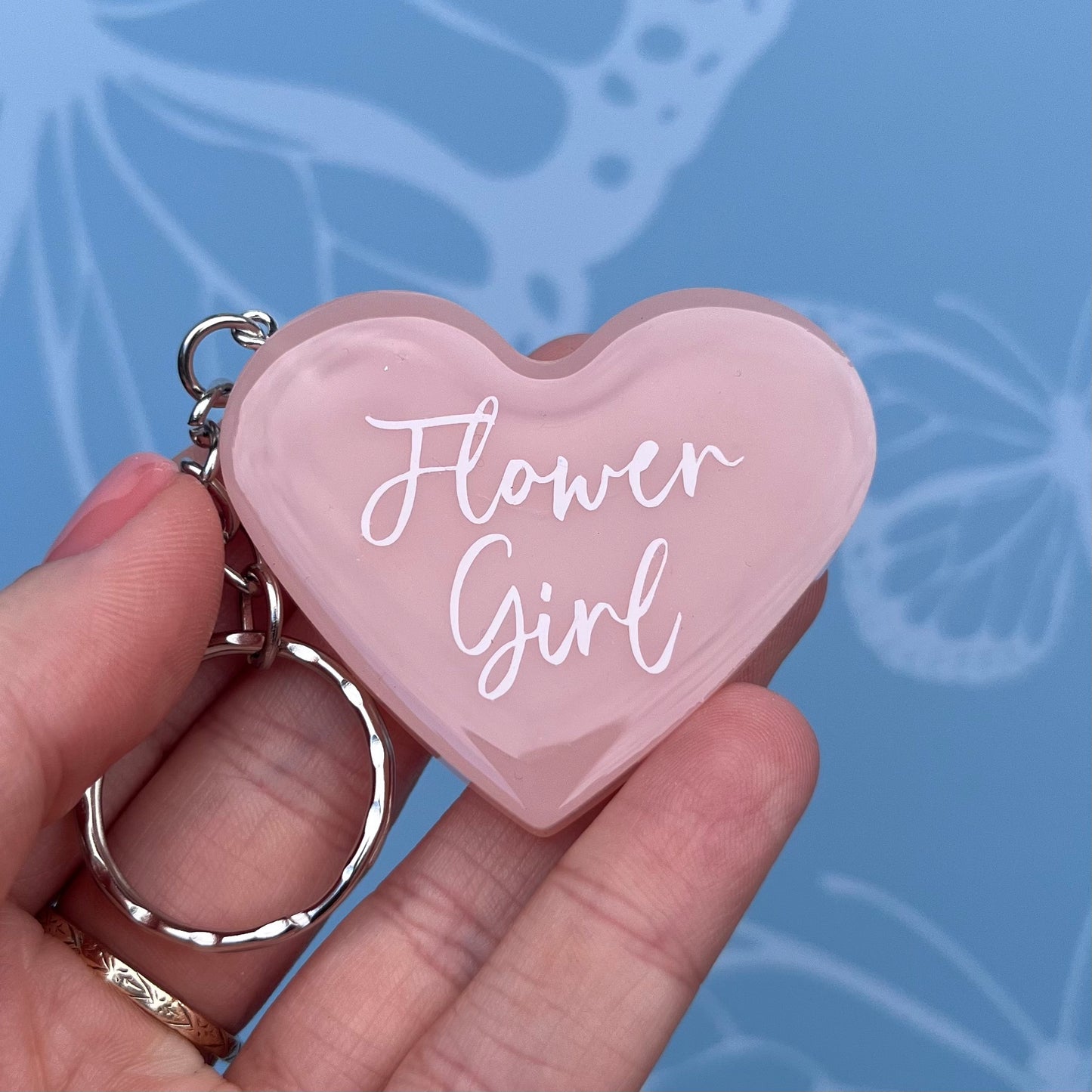 Bridal Pink Heart Keyring | Choose your own text or Wedding options | Gift for Bride, Maid of Honour, Bridesmaid & more | Bridal Favours