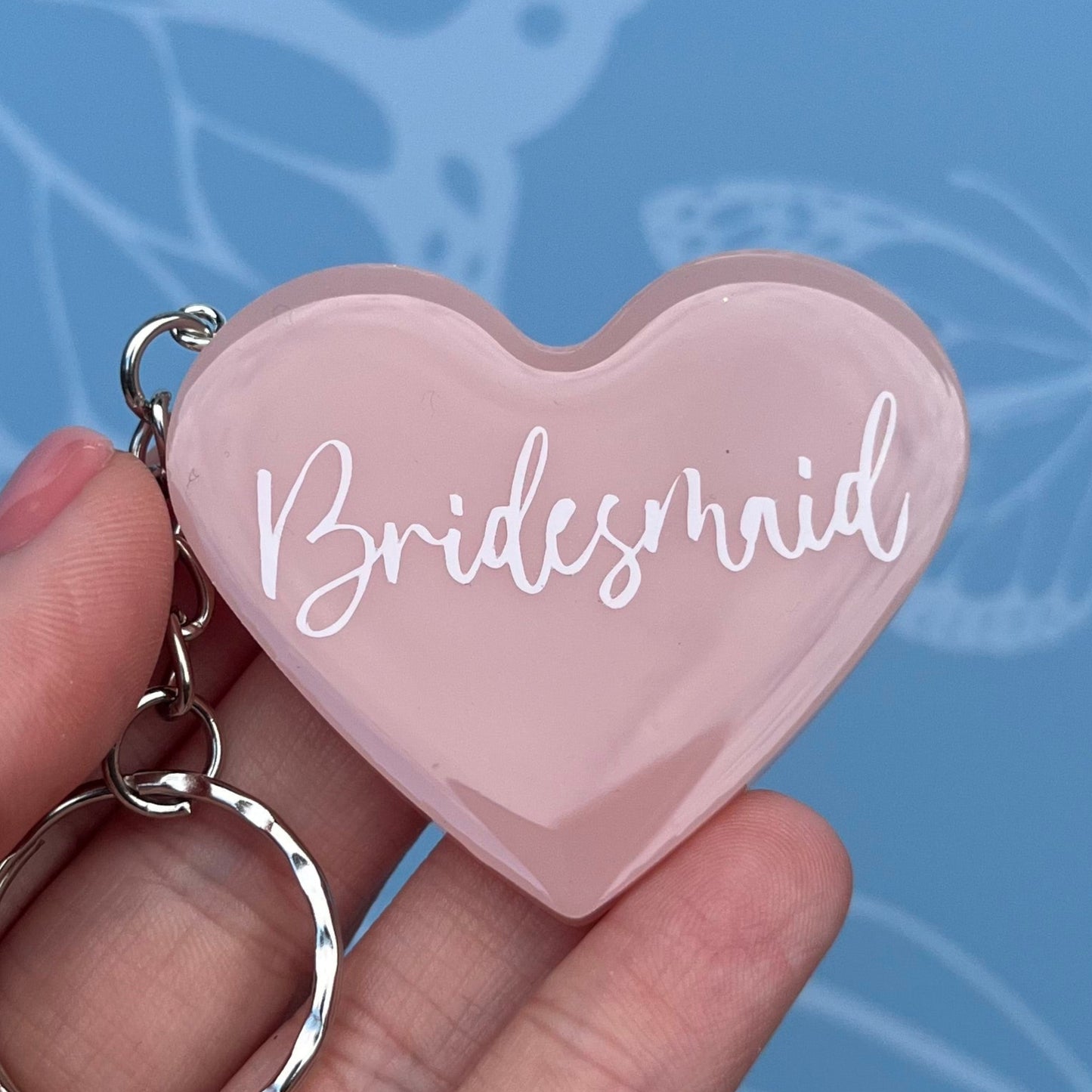 Bridal Pink Heart Keyring | Choose your own text or Wedding options | Gift for Bride, Maid of Honour, Bridesmaid & more | Bridal Favours