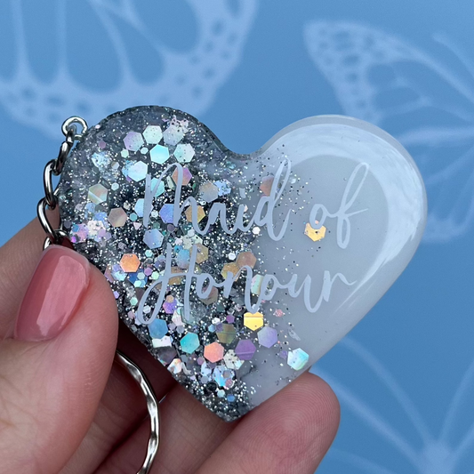 Bridal White & Silver Heart Keyring | Choose your own text or Wedding options | Gift for Bride, Maid of Honour, Bridesmaid & more | Bridal Favours