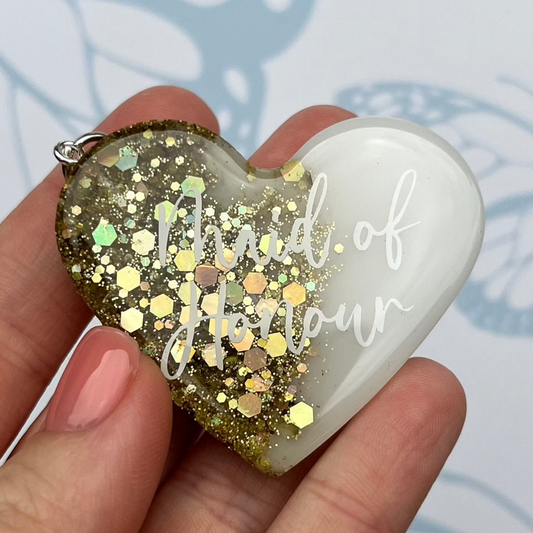 Bridal White & Gold Heart Keyring | Choose your own text or Wedding options | Gift for Bride, Maid of Honour, Bridesmaid & more | Bridal Favours