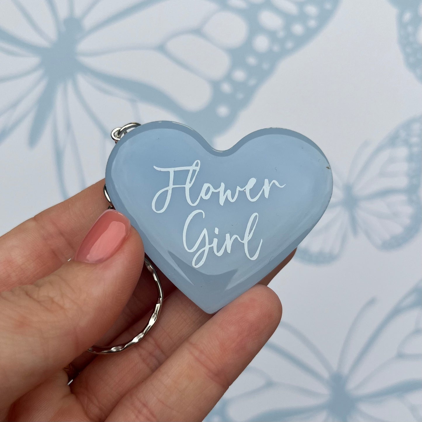 Bridal Blue Heart Keyring | Choose your own text or Wedding options | Gift for Bride, Maid of Honour, Bridesmaid & more | Bridal Favours