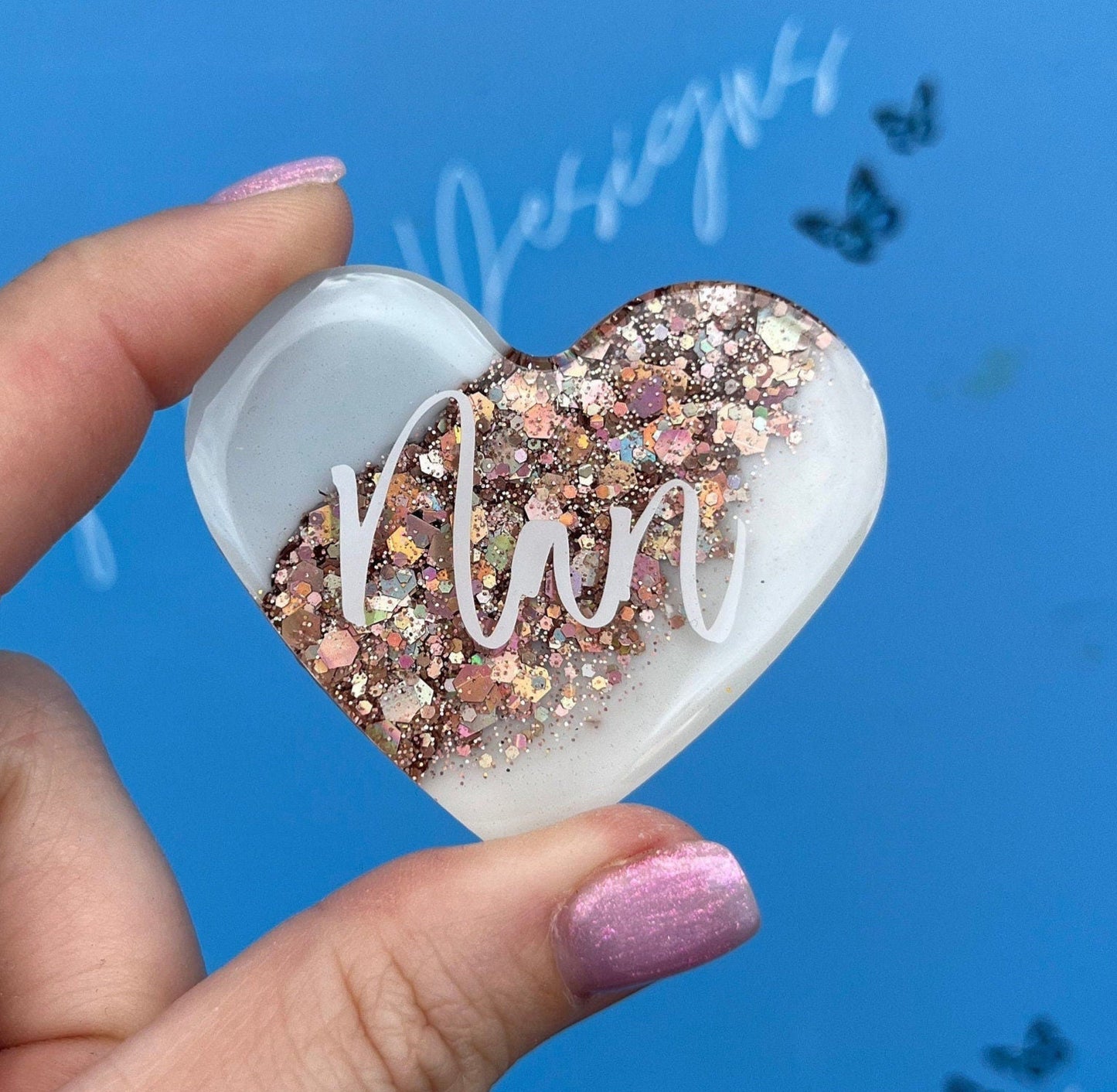 Nan Resin Glitter Heart MAGNET | Fridge Magnet | Nan Gift | Personalised Gift | Gifts for Nan | Thank you Gift | Birthday Gift