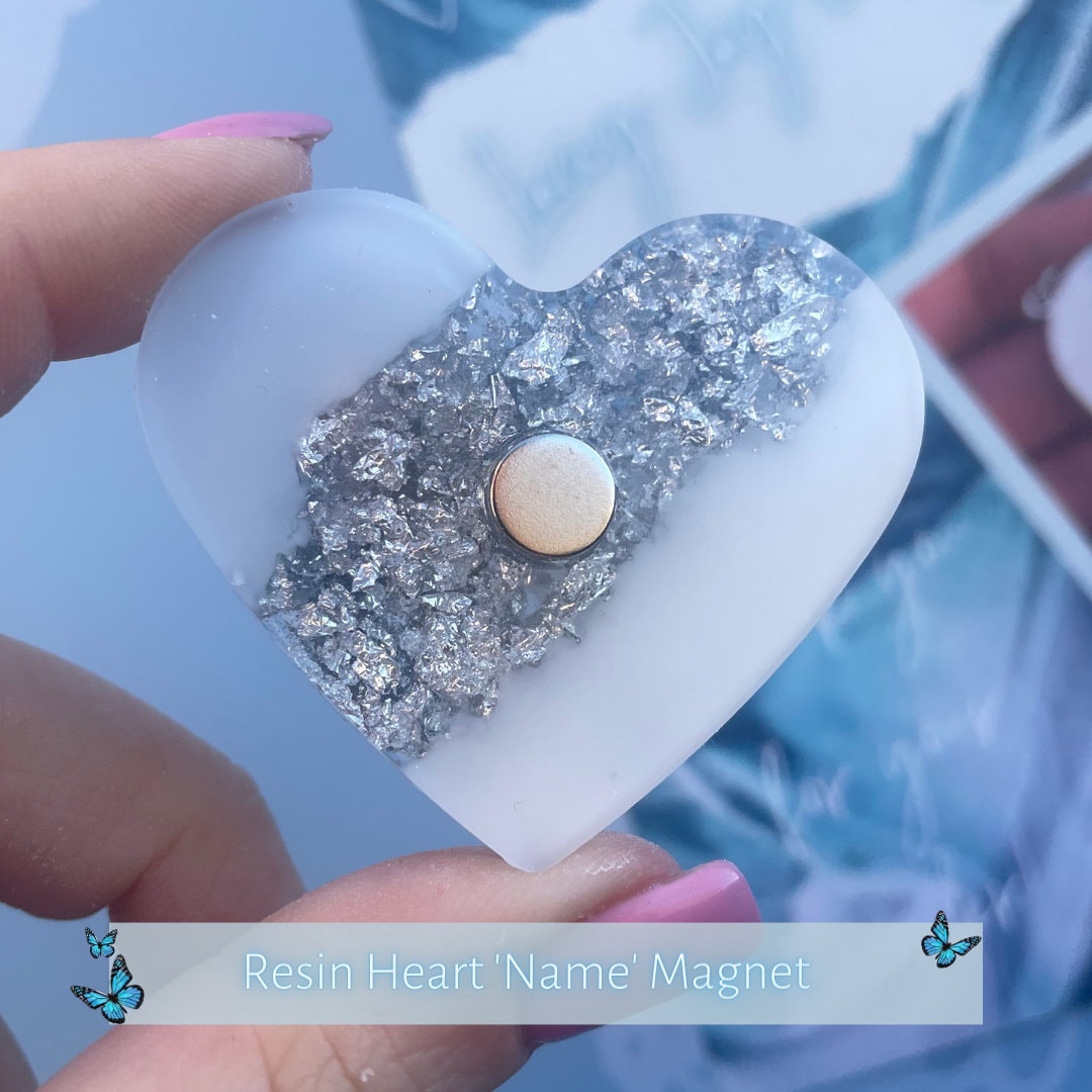 Resin Heart 'Name' Leaf MAGNET | Fridge Magnet | Choose any name Gift | Personalised Gift | Birthday Gift | Thank you Gift
