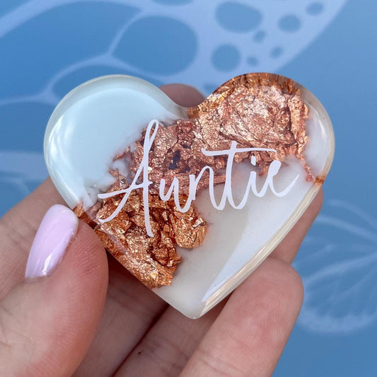 Auntie Resin Leaf Heart MAGNET | Fridge Magnet | Auntie Gift | Personalised Gift | Gifts for Auntie | Thank you Gift | Birthday Gift