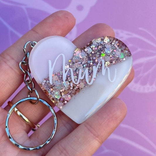 Mum Resin Glitter Heart KEYRING, Mum Gift, Mum keyring, Mothers Day Gift, Birthday Gift, Christmas Gift, Gift for Mum, Gifts for Her New Mum