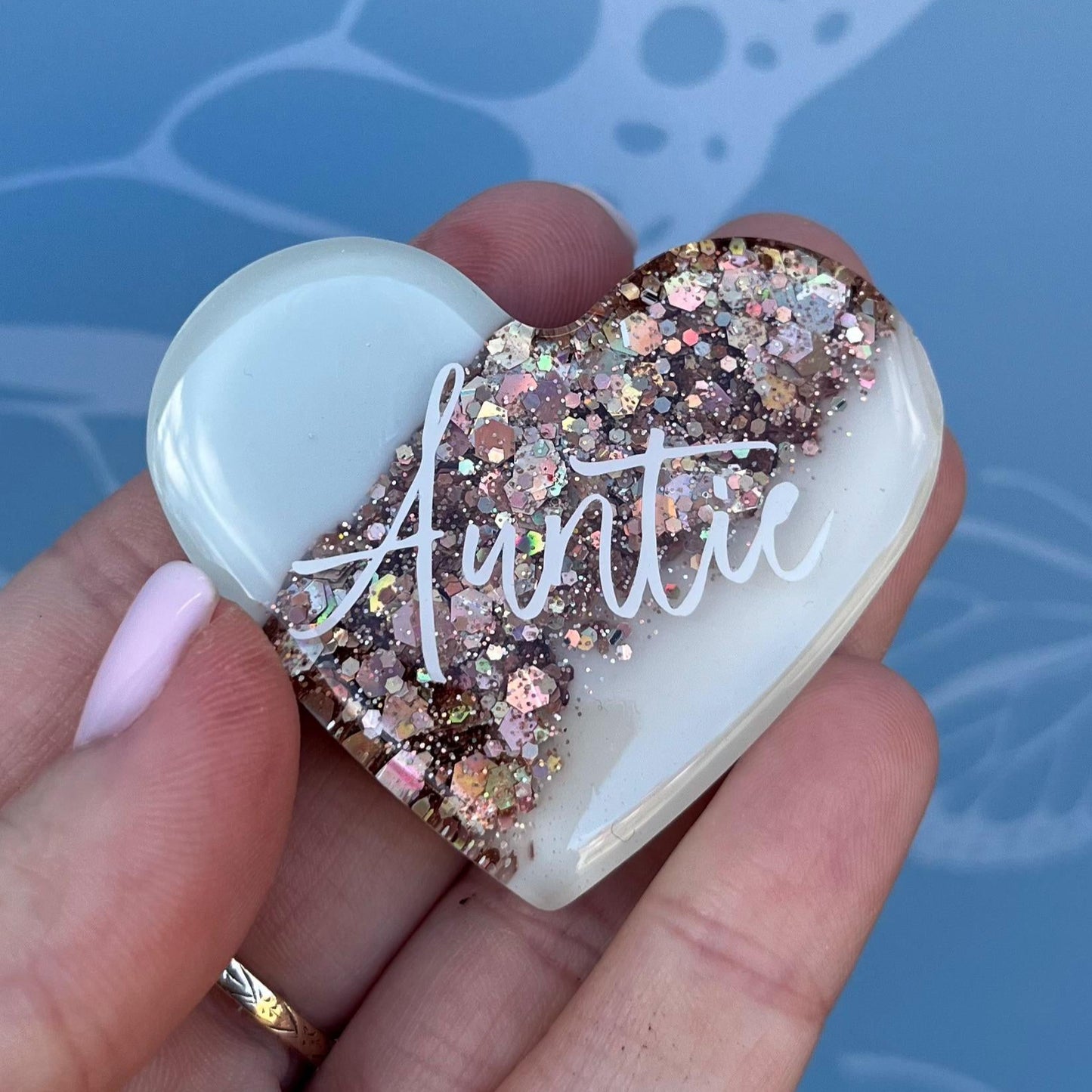 Auntie Resin Glitter Heart MAGNET | Fridge Magnet | Auntie Gift | Personalised Gift | Gifts for Auntie | Thank you Gift | Birthday Gift