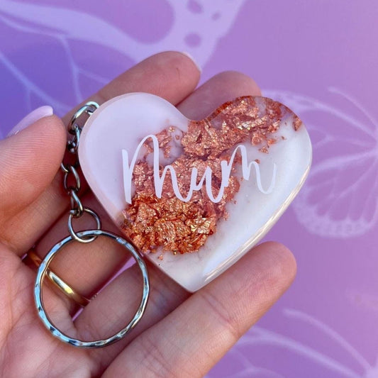 Mum Resin Leaf Heart KEYRING, Mum Gift, Mum keyring, Mothers Day Gift, Birthday Gift, Christmas Gift, Gift for Mum, Gifts for Her, New Mum
