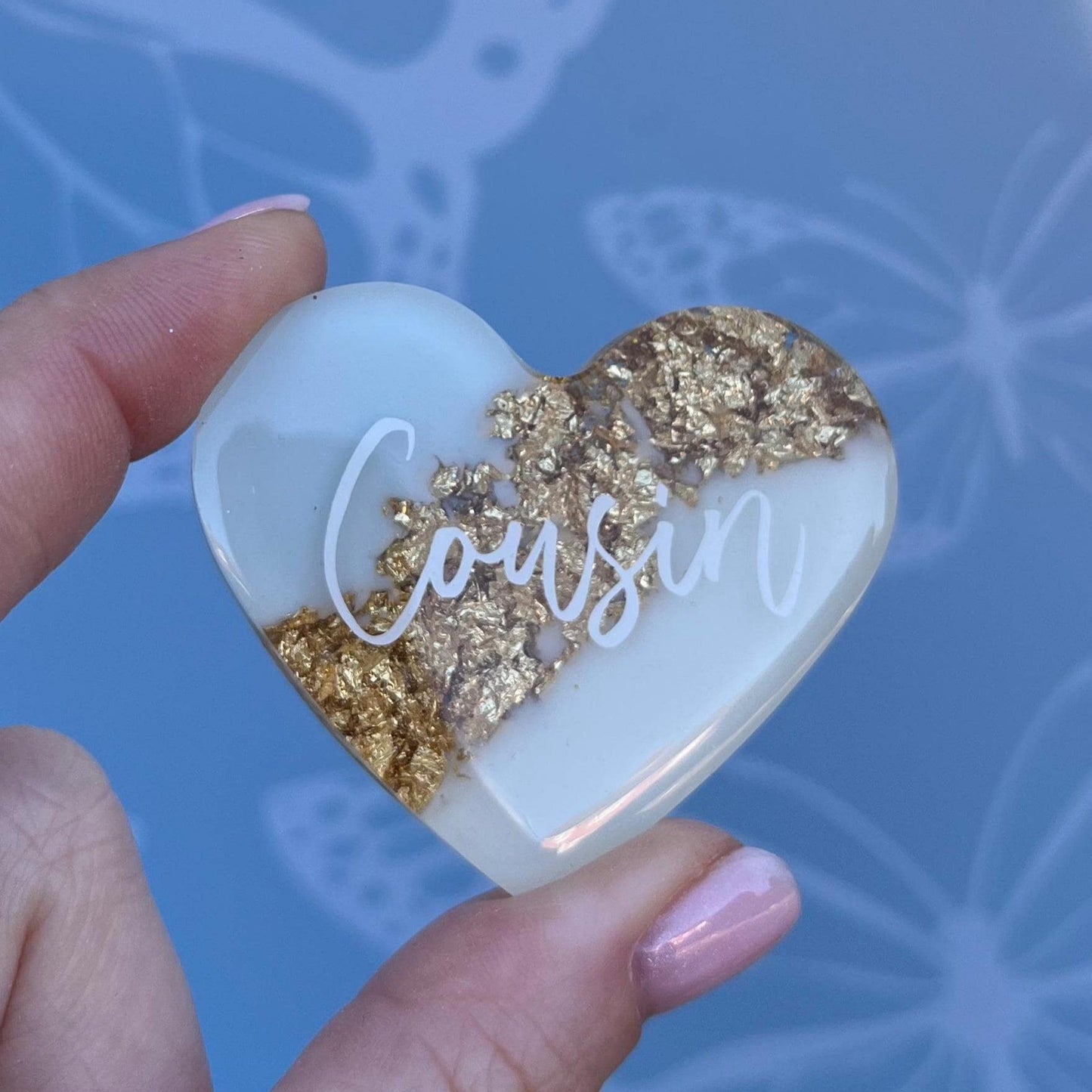 Cousin Resin Leaf Heart MAGNET | Fridge Magnet | Cousin Gift | Personalised Gift | Gifts for Cousin | Thank you Gift | Birthday Gift