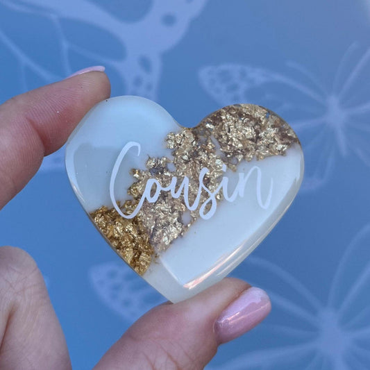 Cousin Resin Leaf Heart MAGNET | Fridge Magnet | Cousin Gift | Personalised Gift | Gifts for Cousin | Thank you Gift | Birthday Gift