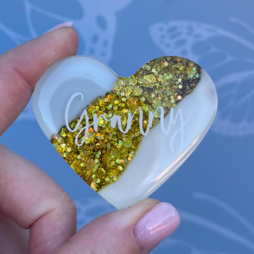 Granny Resin Glitter Heart MAGNET | Fridge Magnet | Gran Gift | Personalised Gift | Gifts for Granny | Thank you Gift | Birthday Gift
