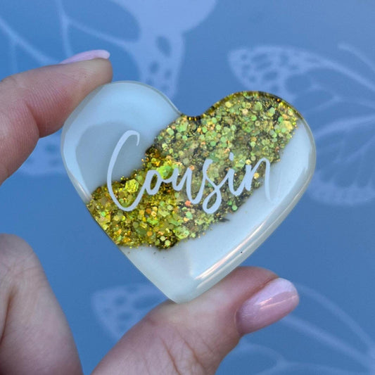 Cousin Resin Glitter Heart MAGNET | Fridge Magnet | Cousin Gift | Personalised Gift | Gifts for Cousin | Thank you Gift | Birthday Gift