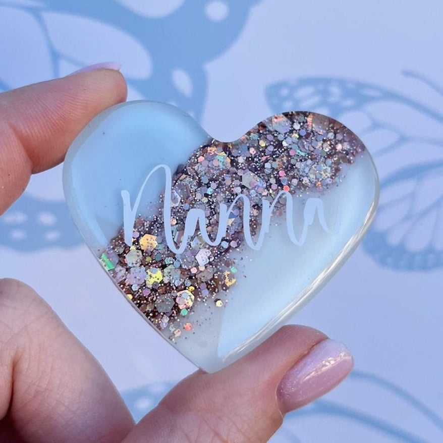 Nanna Resin Glitter Heart MAGNET | Fridge Magnet | Nanna Gift | Personalised Gift | Gifts for Nanna | Thank you Gift | Birthday Gift