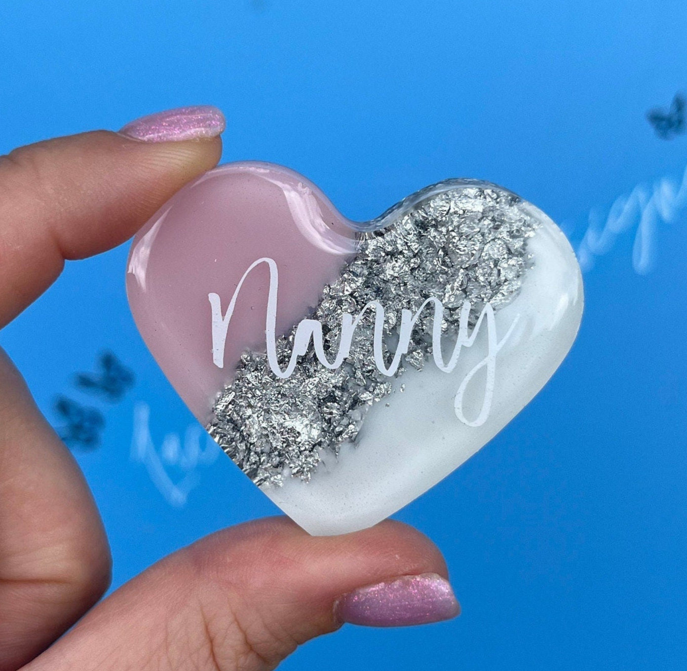 Nanny Resin Leaf Heart MAGNET | Fridge Magnet | Nanny Gift | Personalised Gift | Gifts for Nanny | Thank you Gift | Birthday Gift