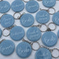 Bridal Blue Circle Keyring Favours | Choose your own text, names or Wedding options | Gift for Bride, Maid of Honour, Bridesmaid
