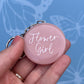 Bridal Pink Circle Keyring | Choose your own text or Wedding options | Gift for Bride, Maid of Honour, Bridesmaid & more | Bridal Favours